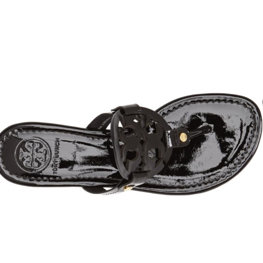 Black patten leather Tory Burch sandals